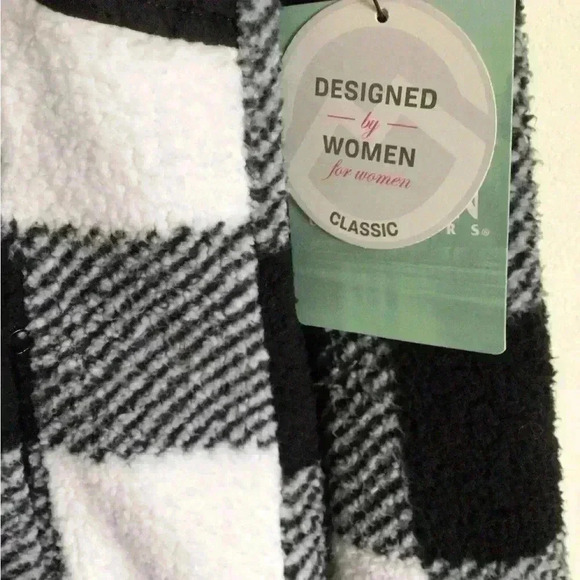 Magellan Quilted Sherpa  Mix Media Gorpcore Pullover Buffalo Check Black White L - Picture 4 of 9